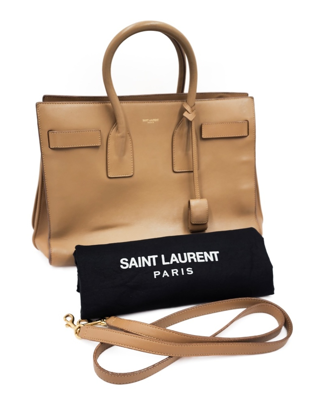 Saint Laurent Large Sac de Jour Carryall Taupe Tan Leather Handbag